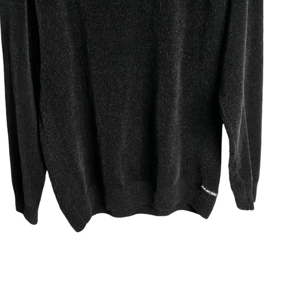Projek Raw Men's Black Velour 1/4 Zip Pullover Knit Sweater - Picture 3 of 8